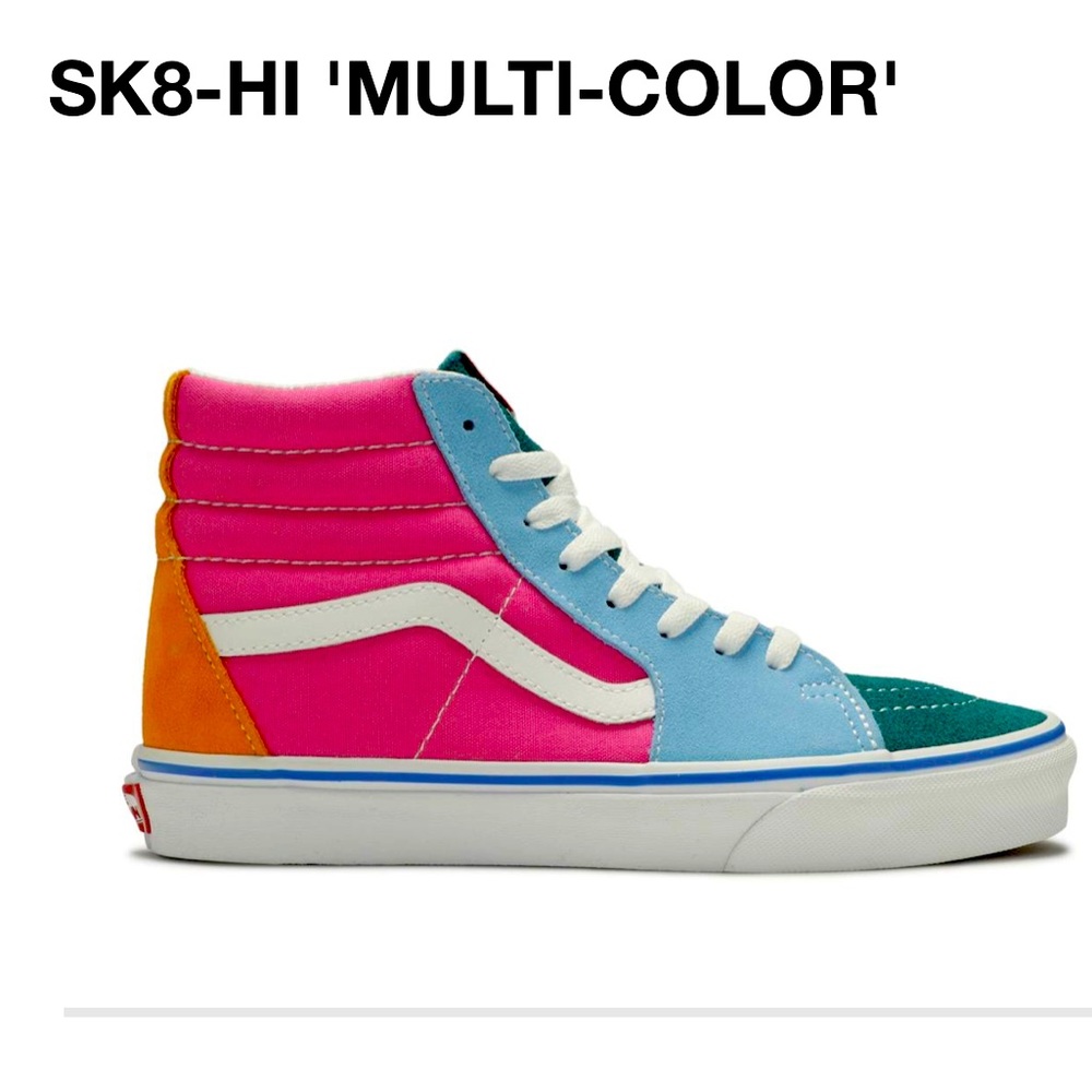Vans SK8-HI “multi color.” Size 8.5 women